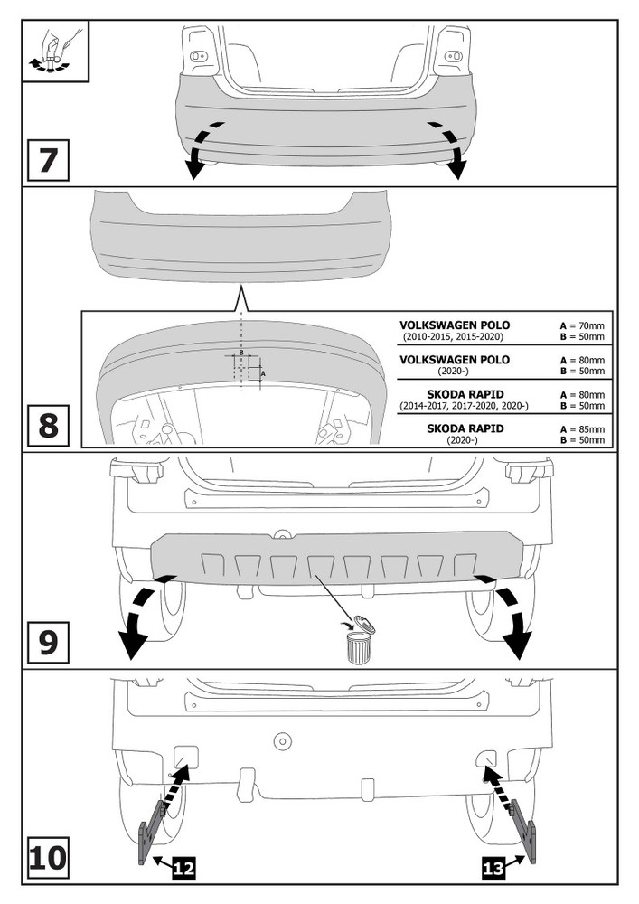 Установка фаркопа Volkswagen Polo седан с 2010 в Минске